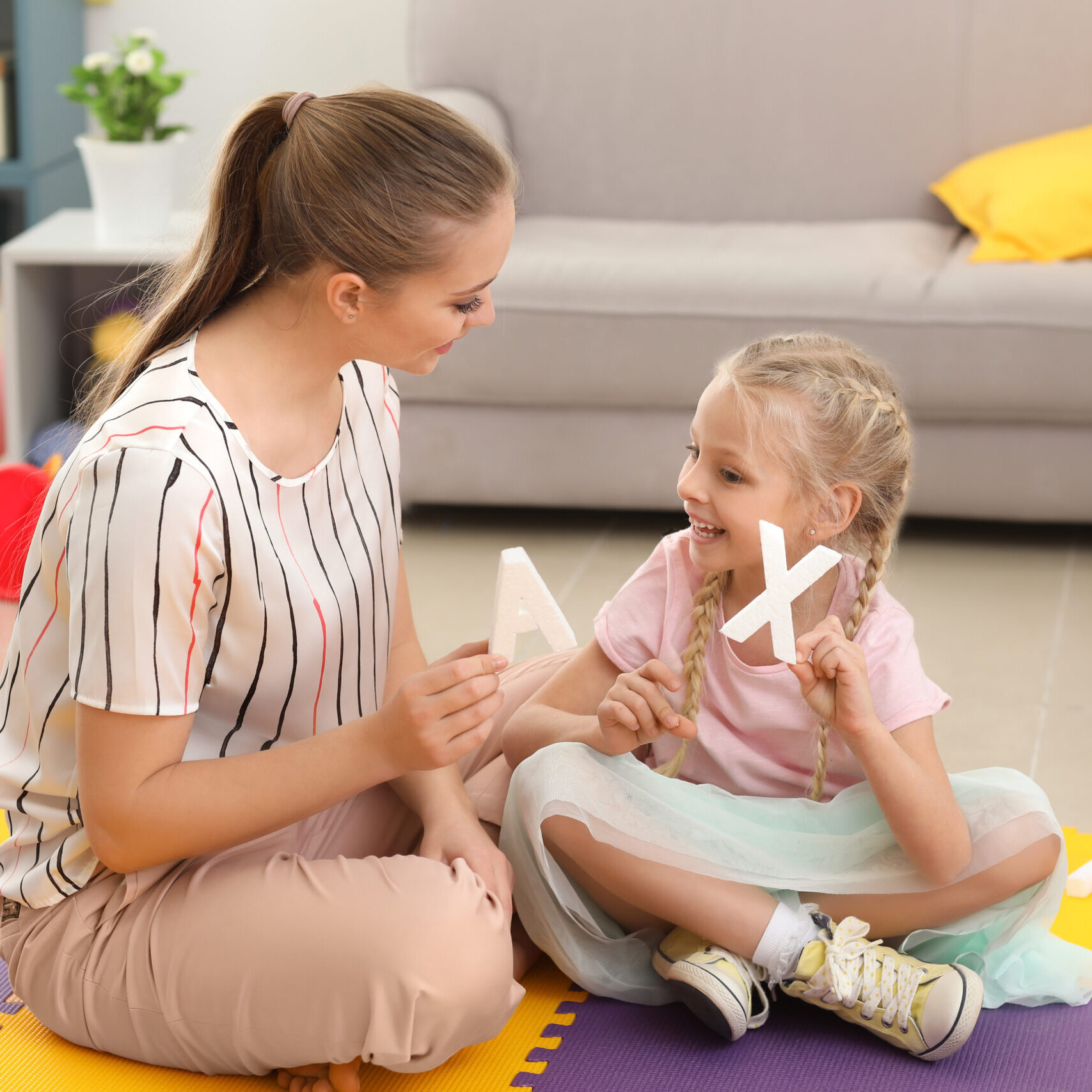 Little girl at speech therapist office